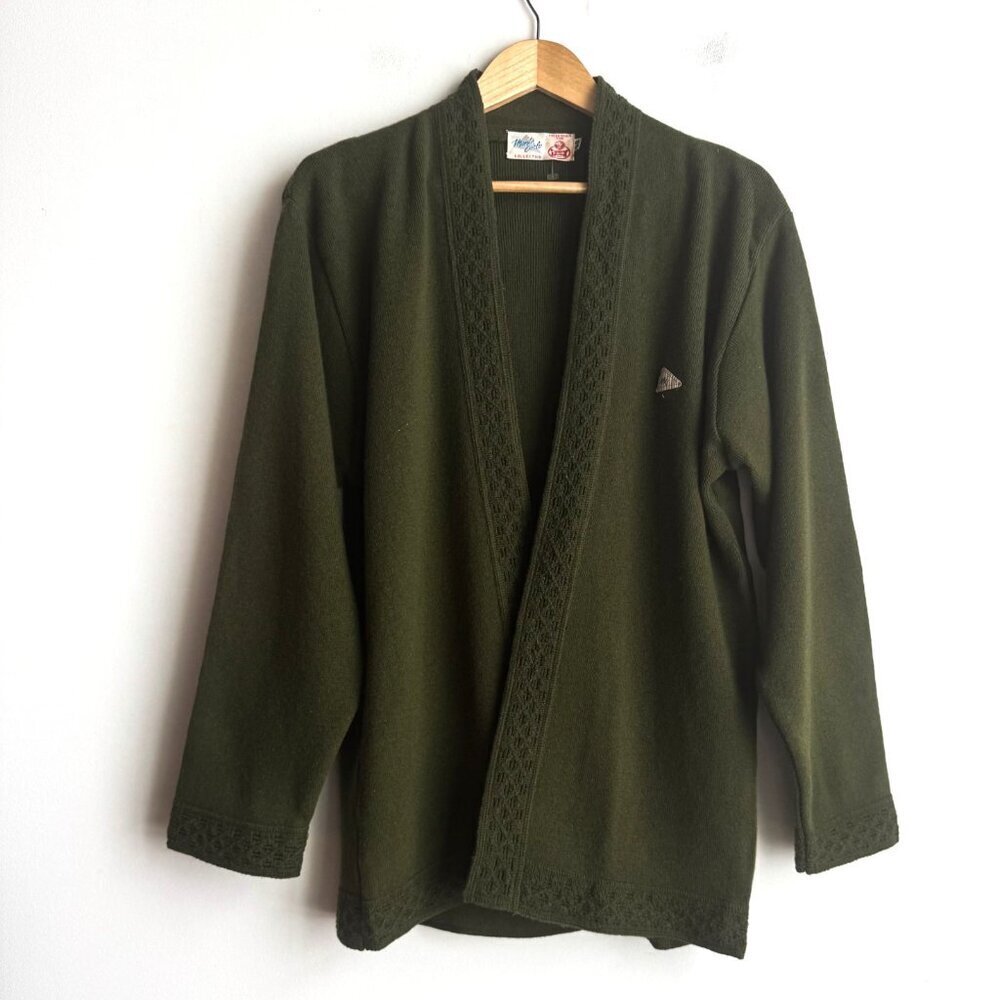 Vintage Monte Carlo Forest Green Wool Ski Cardigan